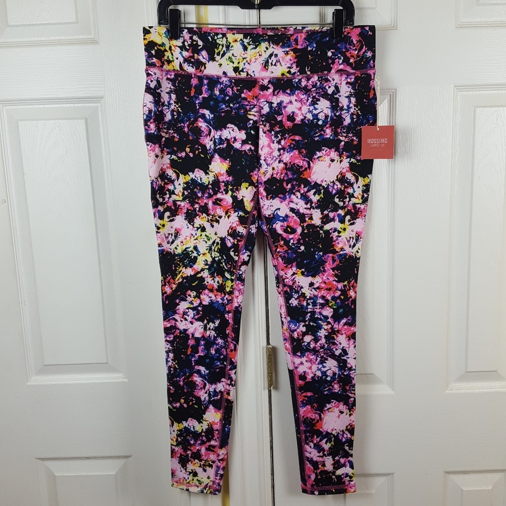 Mossimo Black Pink Print Floral Leggings Large